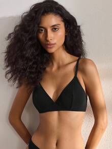 Ocili 黑色性感极简无钢圈文胸，可调节肩带，轻薄棉质面料，欧美日系风格 - 黑色 - 查看 4