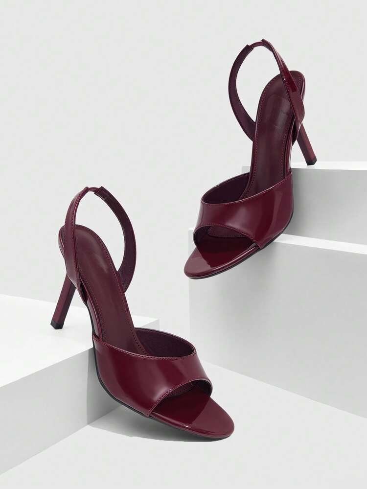 CUCCOO SZL Women's High-Heeled Sandals Mirror PU Material Round Toe Peep Toe High Heels 9CM Women's Elegant Stiletto High Heels Easy To Wear After Slip-On Apricot High Heels Kitten Heel Dinner Shoes Fashionable And Versatile Suitable For Daily/Party/Valentine's Day Dating/Spring Festival Thanksgiving Party Party/Commuter Office/Outer Wear Women's Shoes Prom Heels