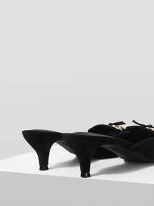 Mnmlis Women's Fashion Pointed Toe Black Mule High Heel Pumps Fall Shoes - Black - View 4