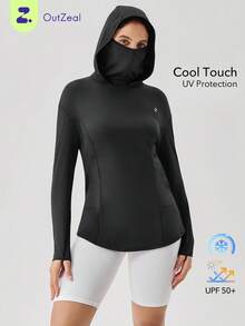 OutZeal SunProof UPF50+ Cooling Sun Protection Pocket Long Sleeve Tee Women With Mask - Black - View 1