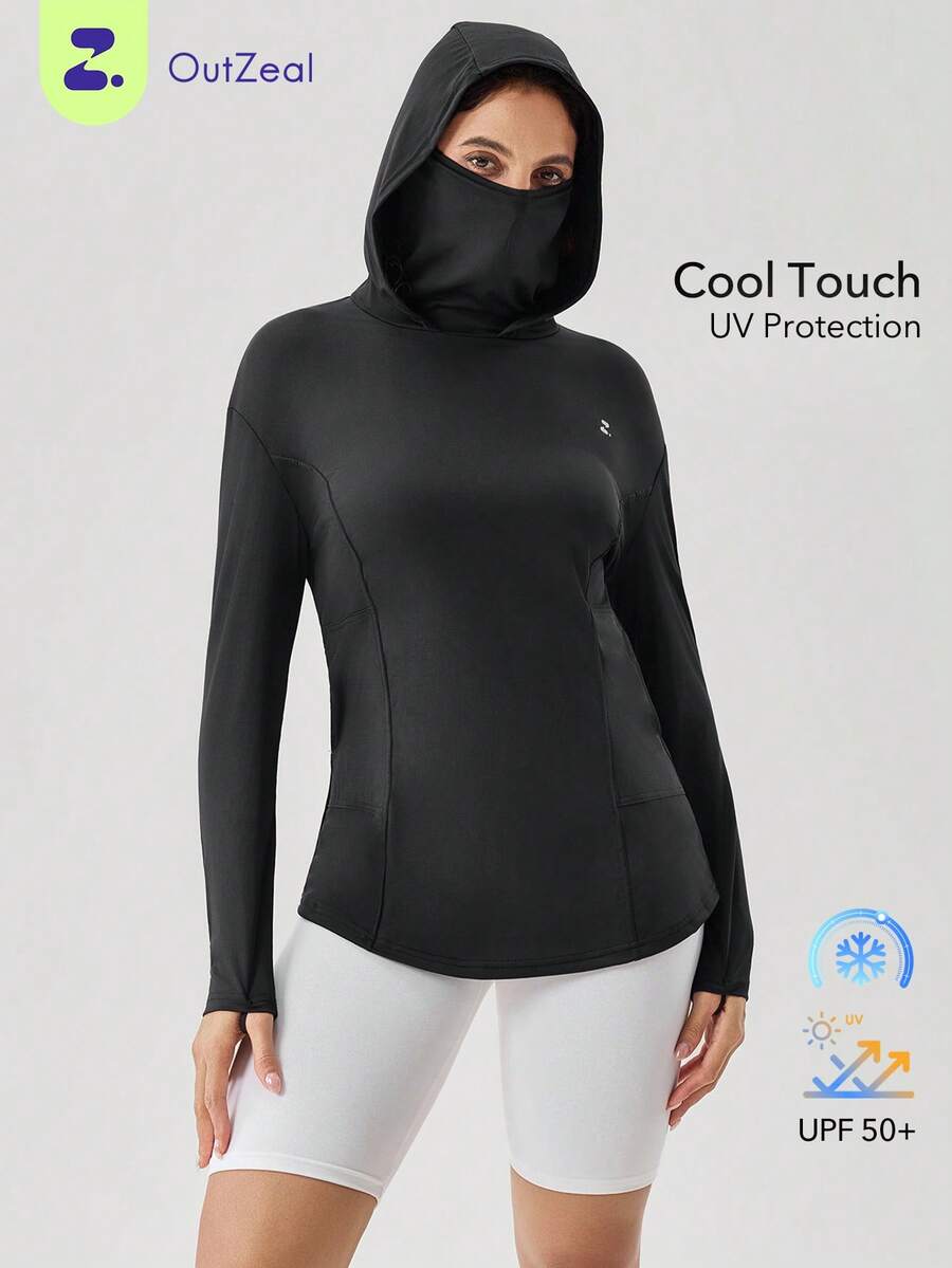 OutZeal SunProof UPF50+ Cooling Sun Protection Pocket Long Sleeve Tee Women With Mask - Black - View 1