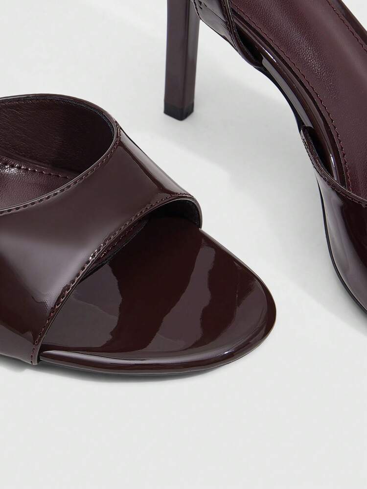 CUCCOO SZL Women's High-Heeled Sandals Mirror PU Material Round Toe Peep Toe High Heels 9CM Women's Elegant Stiletto High Heels Easy To Wear After Slip-On Apricot High Heels Kitten Heel Dinner Shoes Fashionable And Versatile Suitable For Daily/Party/Valentine's Day Dating/Spring Festival Thanksgiving Party Party/Commuter Office/Outer Wear Women's Shoes Prom Heels Summer Shoes
