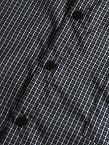 STYNVO 男士字母格纹印花短袖单排扣休闲口袋衬衫 - 藏蓝色 - 查看 5