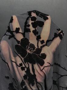 EgrlEra 女士性感紧身迷你连衣裙，系带腰身设计，植绒面料 - 黑色 - 查看 3