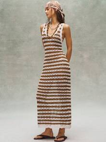 Bohemela Minimalist Fashionable Ombre Knit Sexy Backless Sweater Dress - Multicolor - View 6