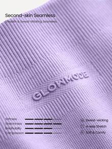 GLOWMODE Set Bra Olahraga Ultra Halus Lembut Tanpa Jahitan dengan Leher Persegi, Cup yang Dapat Dilepas, Bergaris di Bawah Dada, dan Legging Pengangkat Bokong 24" untuk Lari, Latihan, dan Gym. - Lilac Dream - View 5
