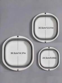 Three-Size Collapsible Basin – Portable Hand And Foot Bath Multi-Functional Plastic Bucket With Frame Rectangular Design, Durable Plastic Material, Including Mop Bucket, Suitable For Travel And Laundry Use, Foldable Basin, Portable Outdoor Travel Household Basin, Student Dormitory Basin For Washing Face And Feet, Washing Basin For Laundry. - Grey - View 3