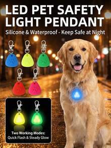PETSIN 1 Peça Colar Pendente de Estimação com LED de Cor Aleatória, Coleira de Cachorro à Prova d'Água com Luz, Adequada para Caminhadas ao Ar Livre, Luz de Tag de Coleira de Cachorro de Silicone com LED, Bateria Incluída - Multicolorido - Visão 7