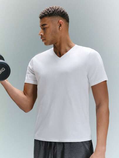 Driftmere 男士100%棉素色V領T恤