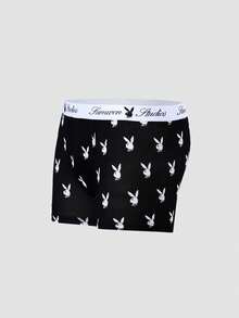 PLAYBOY X SUMWON 男士平角内裤两件装，兔子印花图案，黑灰色。 - 彩色 - 查看 4