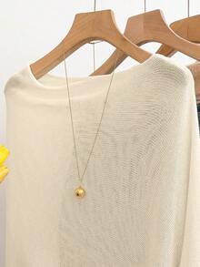 GlowEve Women's Casual Loose Vacation Style Poncho Sweater, Spring/Summer - Beige - View 5