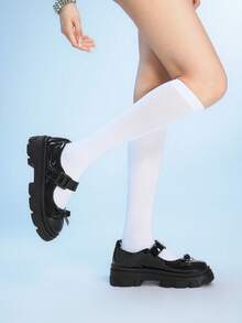 Sugerpunk Women's Bow Decor Buckle Design Platform Shoes 2000s Style - Black - View 7