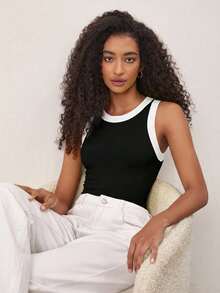 Fluxe Top tank ribete en contraste - Negro - Ver 8