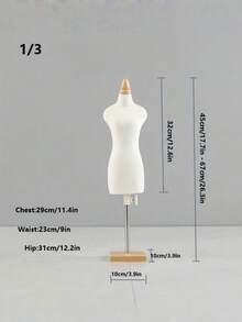 1pc Mini Sewing Human Form Mannequin With Square Base, Clothing Display Teaching Props - Beige - View 6