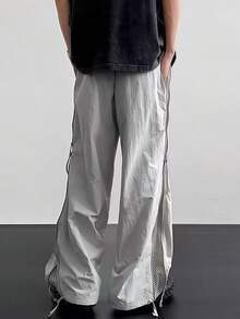 Manfinity Hypemode Pantalones casuales versátiles para hombres con parches y cremallera lateral calada - Gris - Ver 4