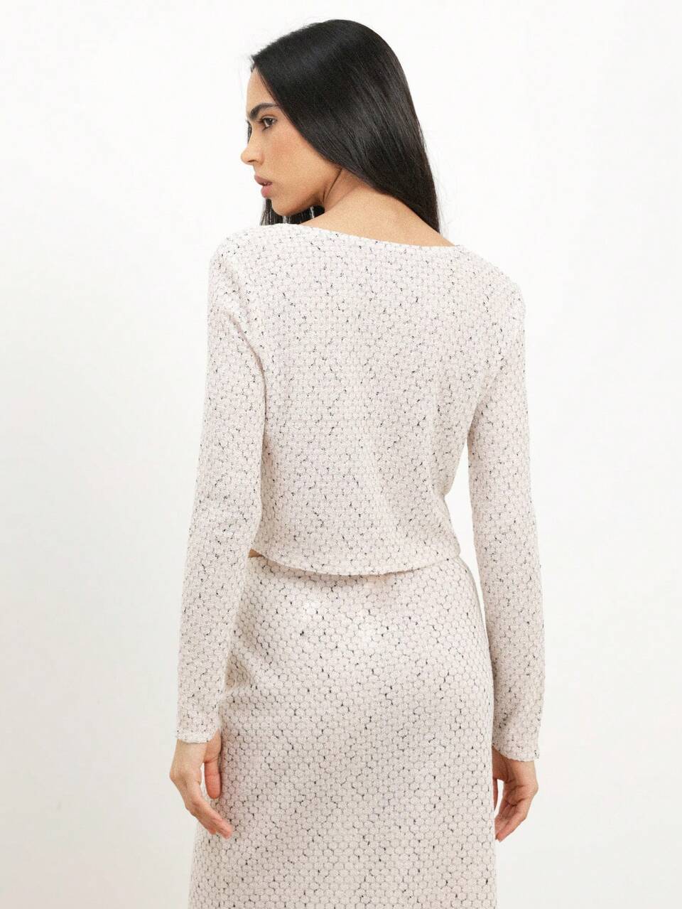 KSTM Women's Knitted Long Sleeve Cardigan Top With Front Tie Detail