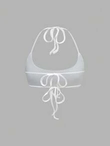 EgrlEra Sexy Solid Color Backless Halter Crop Top, Summer - Multicolor - View 5