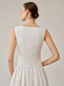 MOTF PREMIUM ÁO TANK TOP NỮ THỜI TRANG MÙA HÈ THÊU HỌA TIẾT, DÁNG ÔM SÁT - trắng - Xem 3