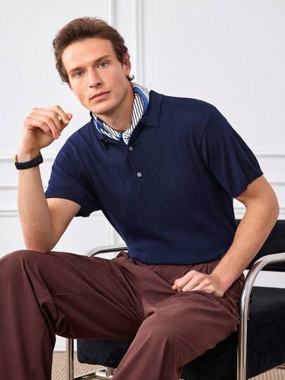 Officeau Polo de manga corta con cuello de punto acanalado para hombres ALTZTAR, adecuado para uso diario, actividades al aire viajes