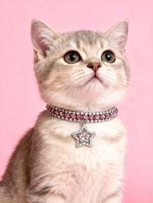 PETSIN 1 pieza Collar de mascota con strass en forma de estrella, circunferencia del cuello ajustable, collar para gato, collar para perro, accesorios para mascotas, suministros para mascotas - Multicolor - Ver 24