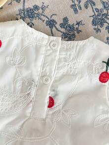 SHEIN Playful Pals 2pcs/Set Baby Girl Spring&Summer Elegant Style Sleeveless Embroidery Top&&Short Skirt - White - View 7