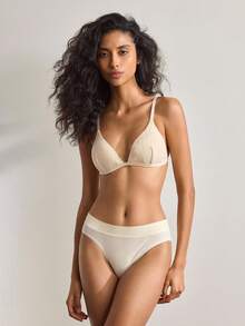 Ocili European And American Sexy Thin Cotton Wireless Unpadded Triangle Cup Bra - Apricot - View 4