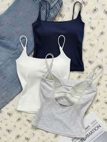 Plus Size Casual Solid Color Camisole - Black - View 1