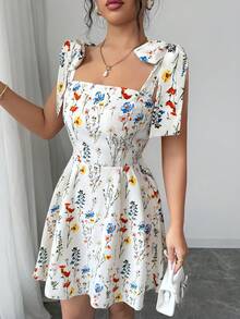 Selianne Women's Elegant Printed Halter High Waist A-Line Mini Dress, Versatile For Vacation, Commute And Daily Wear, Summer - Multicolor - View 7