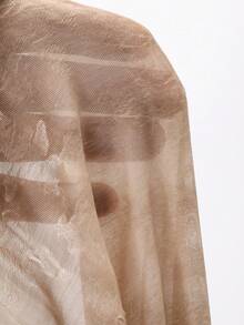 DAZY Mid-Length Khaki Shirt With Drawstring Design, Long Sleeve Men's Shirt - Gold - View 4