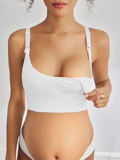 Moonlight&Mama 1 pieza Sujetador de maternidad y lactancia minimalista, de unicolor, sin costuras, cómodo y de moda, de alta calidad y rentable, 2026