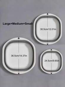 Three-Size Collapsible Basin – Portable Hand And Foot Bath Multi-Functional Plastic Bucket With Frame Rectangular Design, Durable Plastic Material, Including Mop Bucket, Suitable For Travel And Laundry Use, Foldable Basin, Portable Outdoor Travel Household Basin, Student Dormitory Basin For Washing Face And Feet, Washing Basin For Laundry. - Grey - View 11