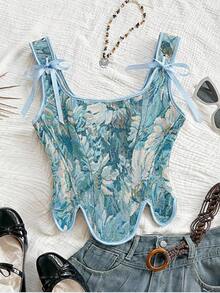 Soleia Áo croptop nữ kiểu retro cổ yếm buộc dây phía trước, thích hợp cho kỳ nghỉ xuân hè, tiệc tùng, Giáng sinh, Ngày lễ tình nhân, hẹn hò, đi biển, du thuyền, lễ hội, Lễ Phục sinh, Tết Nguyên đán. - Màu xanh lam - Xem 5