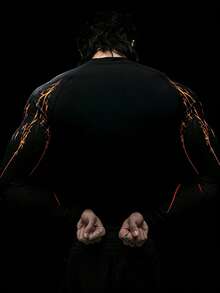 GymBeat Men's Minimalist Print Long Sleeve Athletic T-Shirt Compression Shirt Men - Black - View 2