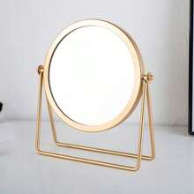 1pc Desktop Rotatable Makeup Mirror For Women, Portable High Definition Cosmetics Mirror For Students Valentine DAY, Valentines Wedding, Birthday - Gold - View 13