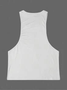 Manfinity Dauomo Men's Solid Color Minimalist Wide Strap Tank Top, Casual Everyday Wear - White - View 2
