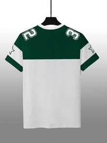 Manfinity Homme Men's Drop Shoulder Colorblock Casual Numeric Graphic Round Neck T-Shirt - Multicolor - View 2