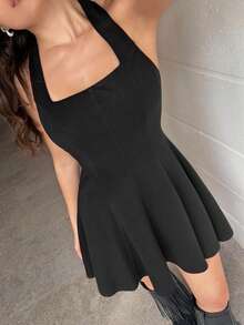 DAZY Abito a fascia nero, senza schienale, con lacci, aderente, da indossare come sottoveste, casual, dolce, adatto per festival musicali, feste, matrimoni, cocktail, occasioni formali ed eleganti, mini abito da donna per primavera ed estate - nero - Visualizzare 9