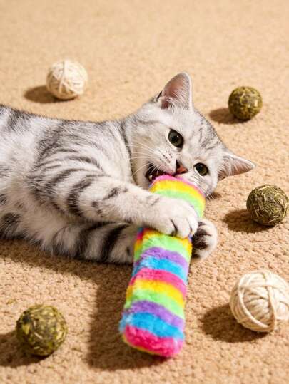 PETSIN Long Plush Strip Pillow Cat Toy, Containing Sound Paper For Interactive Play With Cats