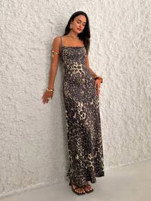 Firerie 女士优雅精致浪漫露背豹纹长裙，适合情人节、约会、派对、婚礼和正式场合。 - 彩色 - 查看 6