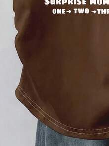 Resyla 女士束腰T恤，小熊印花设计，优雅时尚，学生风，休闲日常穿着，外出休闲皆宜，撞色领口和袖口，适合办公室穿着，夏季百搭 - 棕色 - 查看 4