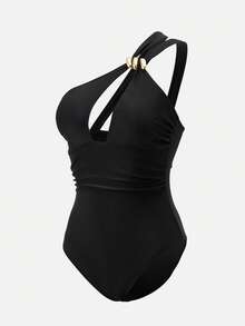 Swim Oasis Women's Solid Color One-Piece Cutout Swimsuit With Matching Cover-Up And Skirt Black Bathing Suits Swimsuit With Skirt Swimsuits For Woman Black Bathing Suits High Waist Gothic Bathing Suit Women One Piece Dress Mesh Gown Dress Masquerade Outfit For Women Long Gown Luxury Dresses For Women Wow Dress - Black - View 2