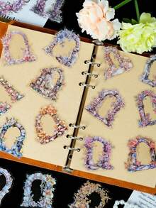 30pcs/Set Flower Manor Door Frame Stickers, Retro Floral Pattern, DIY Journaling Material, Laser Hot Stamping - multicolor - View 7