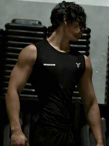 Manfinity Acti Log Men Sports Tees & Tanks - Black - View 3