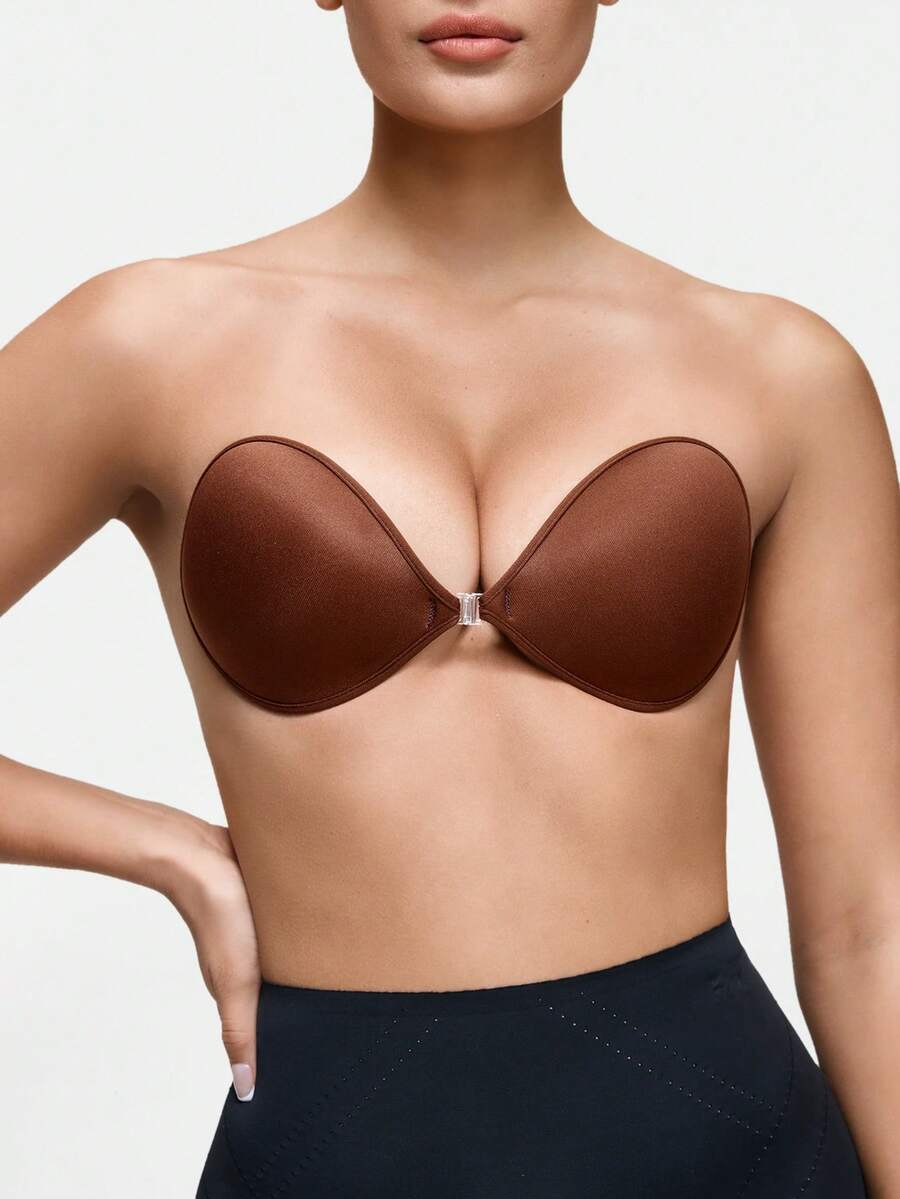 SHAPORA 1 Pair Invisible Adhesive Lift And Cleavage Enhancing Bra Petals - Coffee Brown - View 1