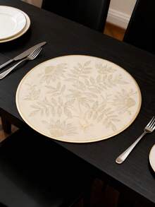 6 piezas de individuales redondos minimalistas de PVC dorado, lavables, fáciles de limpiar, antideslizantes, decoración de mesa de fiesta de boda y comida - Multicolor - Ver 4