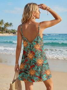 SHEIN LUNE Women's Casual Printed Mini Dress, Suitable For Autumn/Winter - Multicolor - View 2