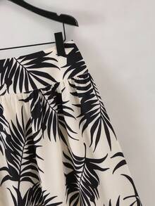 Lyxana Women's Palm Leaf Print Skirt, Vacation Style - Multicolor - View 3