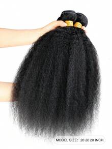 Làm thẳng tóc quăn Tóc 3 Yaki Con người dệt tóc Chưa qua xử lý Ba Tây In Nối tóc Tự nhiên Đen - Natural Black - Xem 3