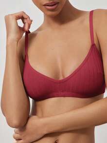 Ocili Áo lót nữ cơ bản tối giản, thoải mái, chất liệu 100% cotton, kiểu dáng thanh lịch, dễ mặc cho mùa thu. - Màu Đỏ Sâu - Xem 6