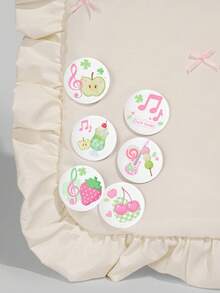 ROMWE 4.4 Cm / 1.73 Inches Note, Apples, Musical Notes, And Strawberries, Decorative Pins, Brooches, Badges, Buttons For Sewing Onto Clothes, Bags, Backpacks, Perfect For Music Festival Decorations,Great Gifts For Friends And Family - Green - View 4